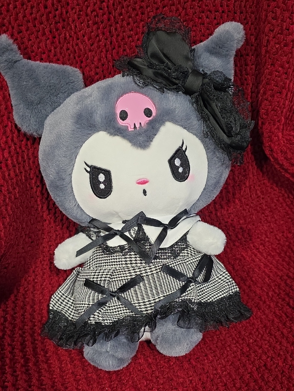 Kuromi Gothic Gray Plush Costume Doll 14 X 7 Inches